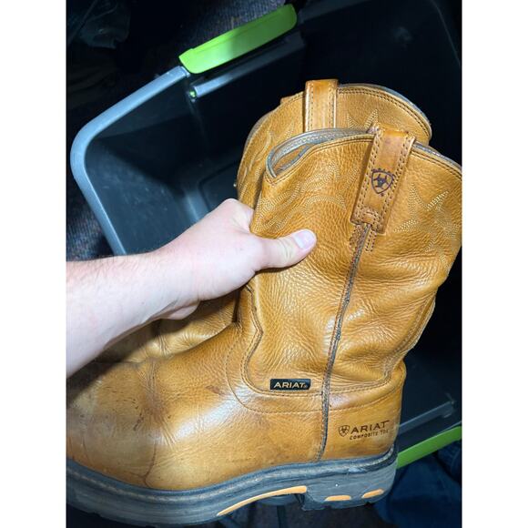 Ariat Western Boot Men 12EE Brown Composite Toe Leather Pull On Workwear Outdoor main image 11